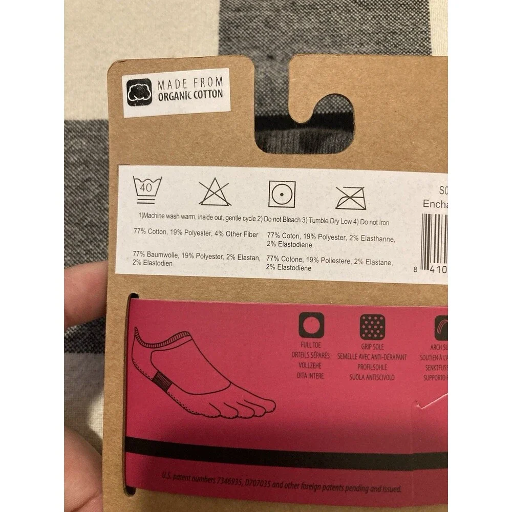 Bellarina Grip Toe Socks Gray And Pink‎ Sz Small Organic Cotton Pilates Yoga